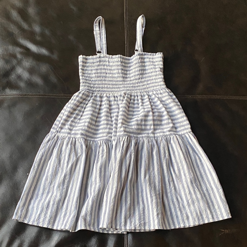 Elegant Blue and White Striped Dress